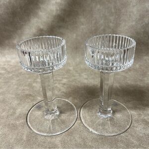 Royal Limited Pair of 2 Crystal Candle Holders ~ 24% Full Lead Handcut Crystal